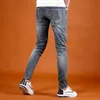 Jeans déchirés hommes été léger pantalon ajusté 2022 nouveau streetwear décontracté vintage bleu denim pantalon t1Ad #