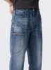 Mannen Vintage Jeans Patchwork Fi Losse Rechte Broek Mannelijke Streetwear Koreaanse Baggy Brede Casual Denim Broek J4m1 #