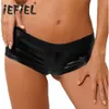Womens Fi Shorts Bottoms Shiny Faux Leather Low Midj Hot Shorts Pants For Clubwear Pole Dancing Raves Festivals Costumes V7mm#