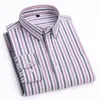 Chemise à rayures 100% coton pour hommes, manches Lg décontractées, coupe standard, confortable, chemises à carreaux, poche plaquée unique, T6Sq #