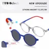 Magnet Kids Sunglasses 2 Layer Polarized Anti UV Sun Clips On Glasses No Grade Clear Glasses Child Optic Frame Round Spectacles 240322