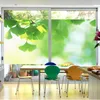 Fönster klistermärken integritet glasfilm grön blad mönster frostad klistermärke sol blockering limfri statisk för heminredning