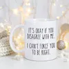 Tassen „It's Okay If You Disonge With Me I Can't Force Be Right“-Becher aus Keramik für Kaffee, Wasser, Tee, Milch, Geschenk für Frau und Mann