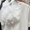 Women's T Shirts Oceanlove 3D Flowers Shirt For Women Solid Spring Summer Vintage Korean Fashion Ropa de Mujer Short Sleeve Sweet Tees