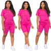 Maglietta a maniche corte moda estate donna e pantaloncini attillati Set da 2 pezzi Tuta sportiva da donna Tute da jogging Outfit 240328