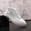 Sapatos casuais primavera e outono esportes homens apartamentos branco azul cores alta superior renda decorar estilo lazer chaussures hommes