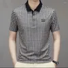 Erkek Polos Yaz Erkekler Ekose Kısa Kollu Polo Gömlek Koreon Temel Street Giyim Moda Erkek Giysileri İş Sosyal Gündelik Gevşek Tops 2024