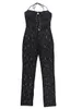 Een Stuk Bodyc Halter Kant Jumpsuits Hollow See Through Bloemen Kant Mesh Zwart Sexy Club Outfits voor Vrouwen Fi Overalls 955S #