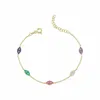 Trendy Red green blue Turkish Evil Pave CZ Blue Eye Gold Chain Bracelet Adjustable Female Party Jewelry249O