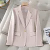 Tweedelige damesbroek Acetaatpakken voor lente Dames Professioneel temperament Mode Enkele knop Slanke blazer en kantoor Dames Werk