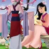 Costume da spettacolo Hanfu Mulan per donna Costume antico Film e Animati Mulan Cosplay D0rX #