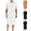 Home Clothing Men Nightgown Breathable Comfortable Men's V-neck Sleep Robes With Patch Pockets Mid-calf Length For Leisure
