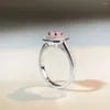 Bagues de cluster 925 Sterling Silver Laboratoire Carré Rose Haute Carbone Diamant Gemstone Bague Femme Fête Boutique Bijoux En Gros