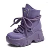 Casual Shoes äkta läder 8cm Micrifiber Women Wedge Ankle Kne High Boot Ethnic Platform Autumn Heels Spring Chunky Sneaker
