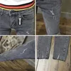 Nova primavera verão harajuku roupas de grife masculinas cinza apertado jeans rasgado 90s streetwear casual magro lápis calças x34n #