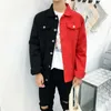 casual giacca di jeans sottile per gli uomini 2024 nero rosso jeans giacca Homme Frs ricamato streetwear denim cappotto maschile bomber giacca n85J #