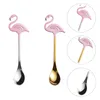 Kaffescoops 2 datorer Flamingo Stirring Spoon Scoop Mixing Dessert Modeling For Kitchen 304 Rostfritt stål