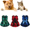 Dog Apparel Small Pet Cat Bowknot Puppy Plaid Skirt Princess Clothes