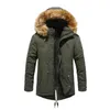 2022 Winter Jacket Parkas Men Cott Thick Fleece Warm Large Fur Collar Hooded Parka Casual Multiple Pockets Windproof Jackets v8Yp#
