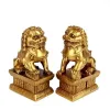 Sculptures Miniature Lion Statue Chinese Feng Shui Stone Dog Sculpture Bronze Lion Seal Antique Handicraft Desk Accessories Decoration