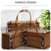 Baskets Portable Picnic Basket Storage Box Lidded Basket Picnic Food Container Photo Prop Bamboo Vegetables Folding Fruits Lovers Decor