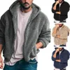 Fofo casaco com capuz masculino na moda fecho de zíper engrossado jaqueta de lã mangas LG inverno quente com capuz para homens 695j #