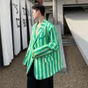 мужские пиджаки мужской Fi уличная одежда шикарный винтажный повседневный свободный зеленый полосатый костюм пиджак пальто мужской женский корейский пиджак куртка e22t #
