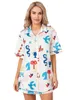 女性用の家庭用衣類パジャマシルクサテン2ピース花嫁PJショートスリーブボタンシャツとショーツスリープウェアラウンジウェア