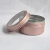 80 ml Roségold runde Aluminiumzinndosen mit klaren Fensterdeckel DIY neue 2,7oz leere Creme Süßigkeit Kosmetische Behälter Aluminiumgläser