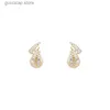 Charm Irregular Inlaid Rhinestone Earrings for Women Simple Fashion Pearl Studs Personality Vintage Stud Earring Wholesale Jewelry Y240328