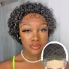 Koronkowe peruki Pixie Krótkie perukę bob ludzkie włosy dla kobiet Curly Malaysia Remy 13x1 Drop dostarczanie produkty Dhxcm