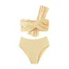 Maillot de bain asymétrique épaule dénudée, soutien-gorge fendu, taille haute, trois points, Bikini, nouvelle collection 2024