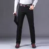 Klassisk stil mäns svarta jeans FI Casual Busin Straight Stretch Denim Trousers Mane Brand Pants White Khaki Z075#