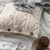 Cuscino Fodera in maglia intrecciata avorio Fodera solida in morbido cotone grigio rosa vintage da 45 cm con bottone aperto Decorazione domestica nordica