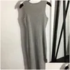 Vestidos Casuais Básicos Y Malha Mulheres Designer Slim Pacote Hip Saia Logo Bordado Marca de Moda Sem Mangas Sundress Drop Delivery A Otvoh