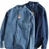 Outono inverno americano retro pesado denim camisa de carga masculina fi puro cott qua velho engrossado blusas casuais casaco s2au #