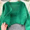 Kvinnor Sticked Cardigan Korean Fi LG Sleeve Solid Knitwear Female Chic High Street Soft Lace Up Elegant tröja Z6LI#