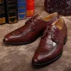 Abendschuhe Ourui True Crocodile Leather Business Formal Herren Schwarz