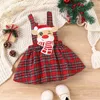 Kledingsets Geboren babymeisje Kerstoutfit Santa Lange mouw Romper Elandenrok Babys eerste jurkkleding