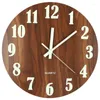 Zegary ścienne 12-calowe nocne światło funkcja drewniana zegar w stylu rustykalny wiejski styl toskański dla biura kuchennego