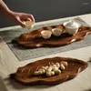 Plateaux à thé, plateau de service en bois naturel, assiette en forme de feuille, bol à bonbons, gâteau aux Fruits fait à la main, plateau décoratif pour Dessert