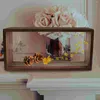 Frames Wood Picture Frame Floating Dried Flower Vintage Leaf Display Table Decoration