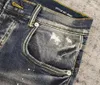 Mäns jeans modemärke rippade män mager casual byxor målade bläck