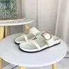 Slippare Traf Buckle Belt Flatfrom 2024 Summer Brown Round Head Open Toe toe Slipper Fashion Leisure Flat Sandals Shoe For Women