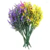 Flores decorativas 12 pacotes de lavanda artificial ao ar livre falso para decoração plantas do falso jardim varanda janela caixa decoração