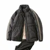 Hiver Nouveau rayé Ribb Stand Col Fi Hommes Casual Down Veste confortable chaud extérieur imperméable coupe-vent vers le bas manteau h2zR #