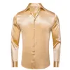 hi-tie sade saten ipek erkek dr gömlek lg kollu takım elbise gömlek rahat resmi bluz saf katı gül altın şeftali pembe nane beyaz p5gd#