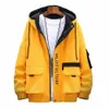 Mångsidig trendig Autumn Winter Patchwork Color Hooded Jacket Tjock Men Jacka Elastic Hem Daily Clothing L4kx#