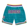 Herren-Shorts, individuell, blau, grün, authentischer Basketball, 3D-gedruckt, Männer, Ihr Name, Mumber, schnell trocknend, Strand
