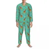 Hemkläder söt giraff pajamas set höst afrika djur tryck mode rum sömnkläder man 2 bit avslappnad överdimensionerad design kostym gåva